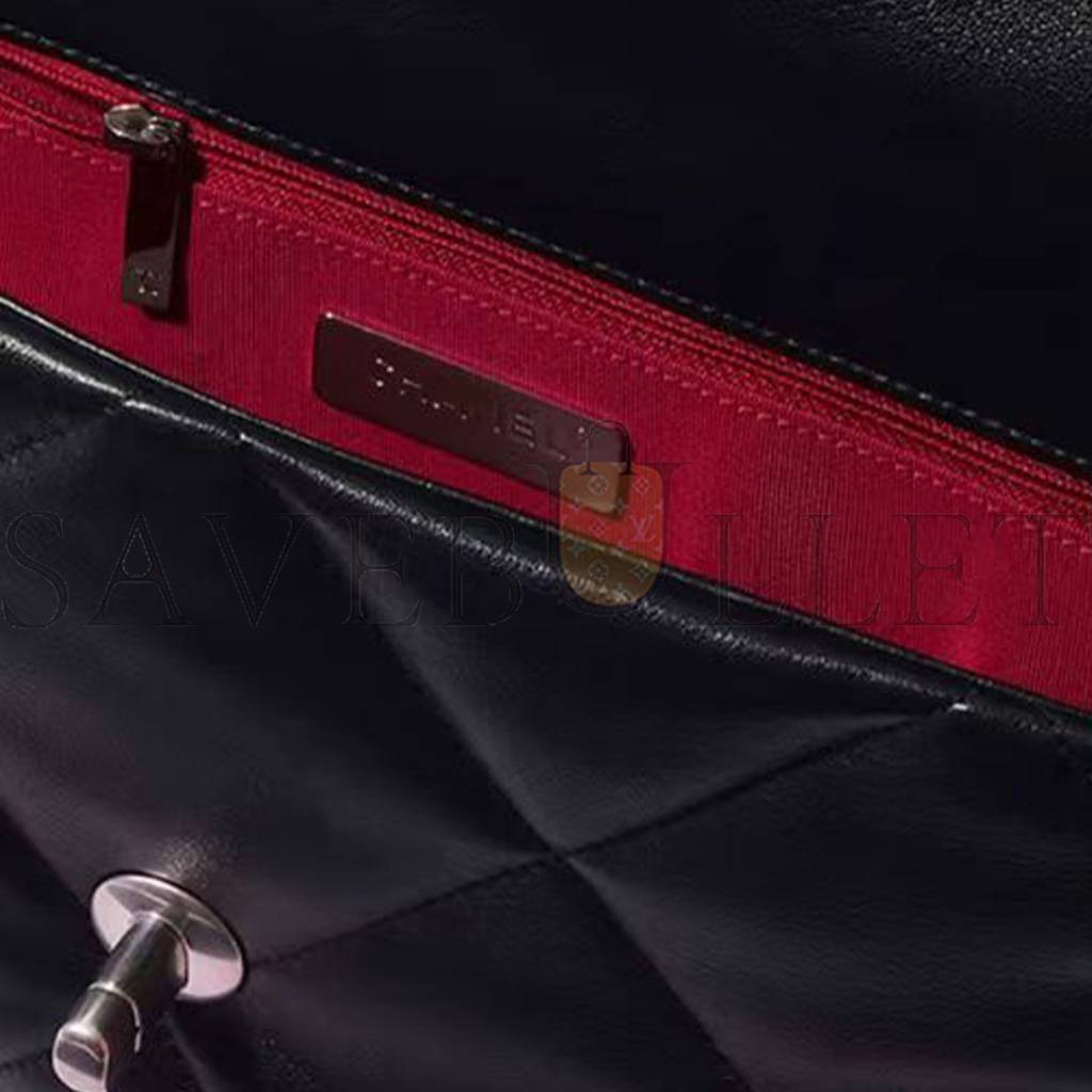 Ch*el 19 bag medium silver buckle chain handle flip bag as1161 (30*20*10cm)